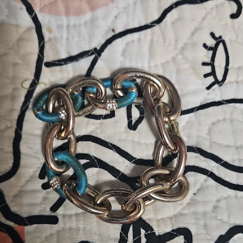 Elegant Gold and Blue Chain Bracelet